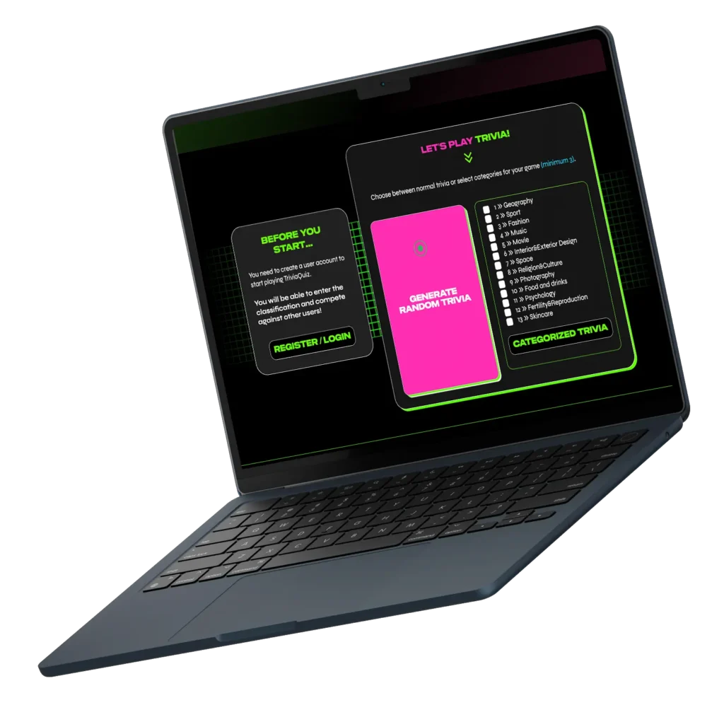 nextgen masterquizz laptop mockup 1, index application page